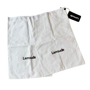 Larroude White Cotton Canvas Shoe Dust Bags Set of 2 Drawstring Storage Bags